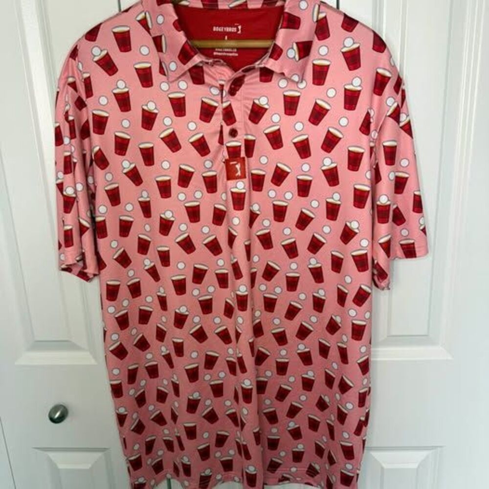 Bogey Bros Beer Pong Golf Polo Shirt Size L